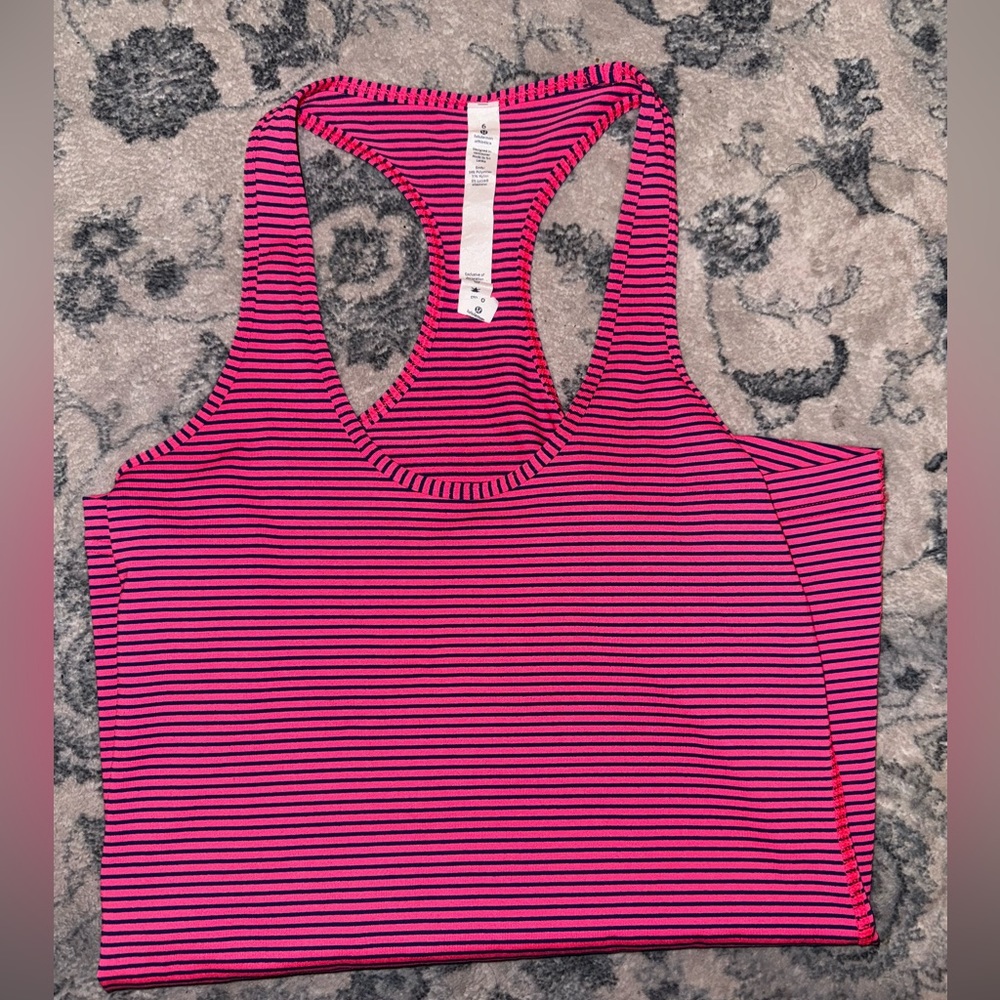 Lululemon Cool Racerback II Workout Striped Pink Tank